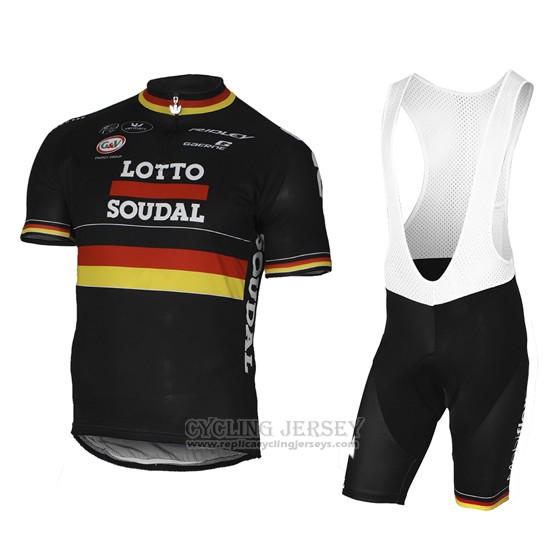 2017 Cycling Jersey Lotto Soudal Champion Belga Short Sleeve and Bib Short